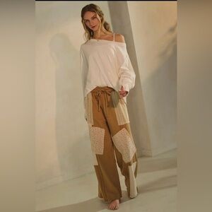 Patchwork Tan Pants for Women